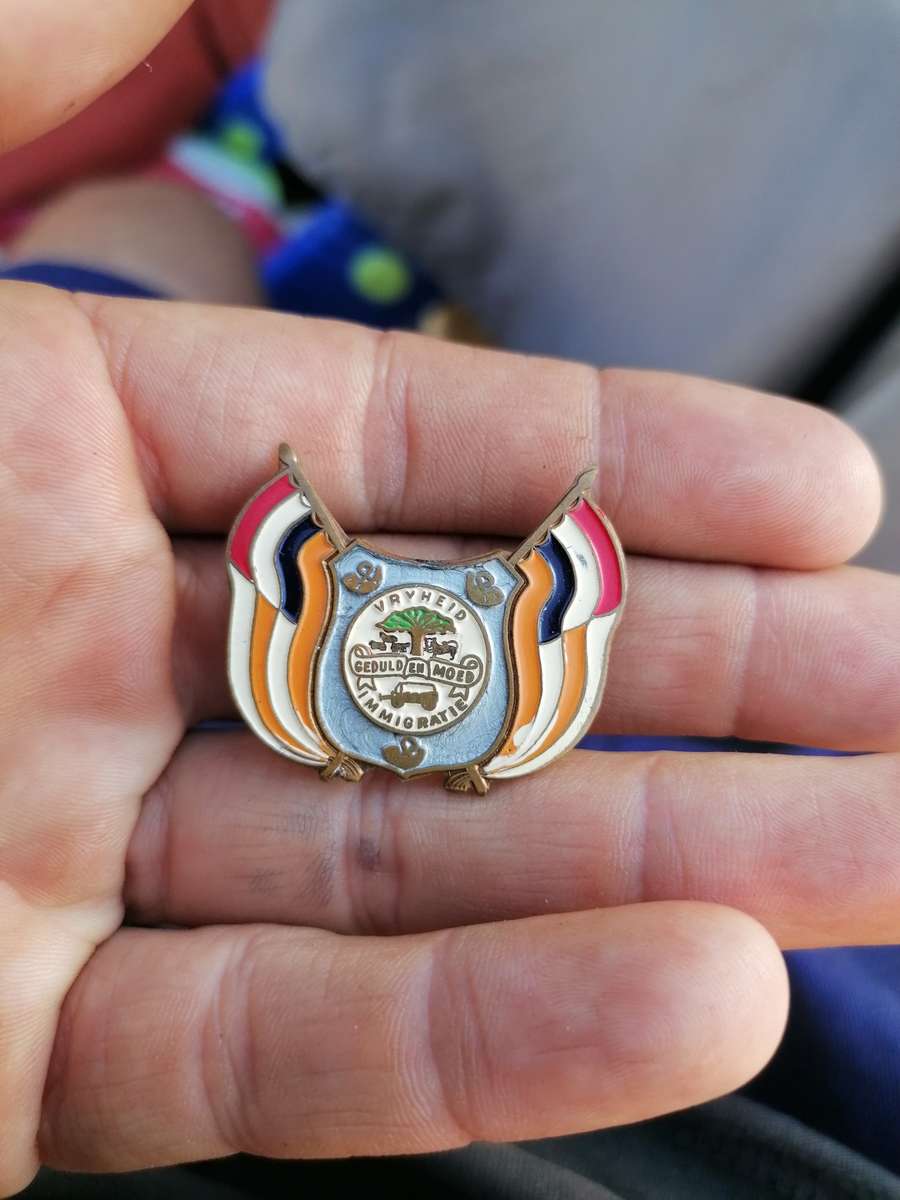 Old OFS Orange Free State Coat of Arms Metal Buttonhole Badge