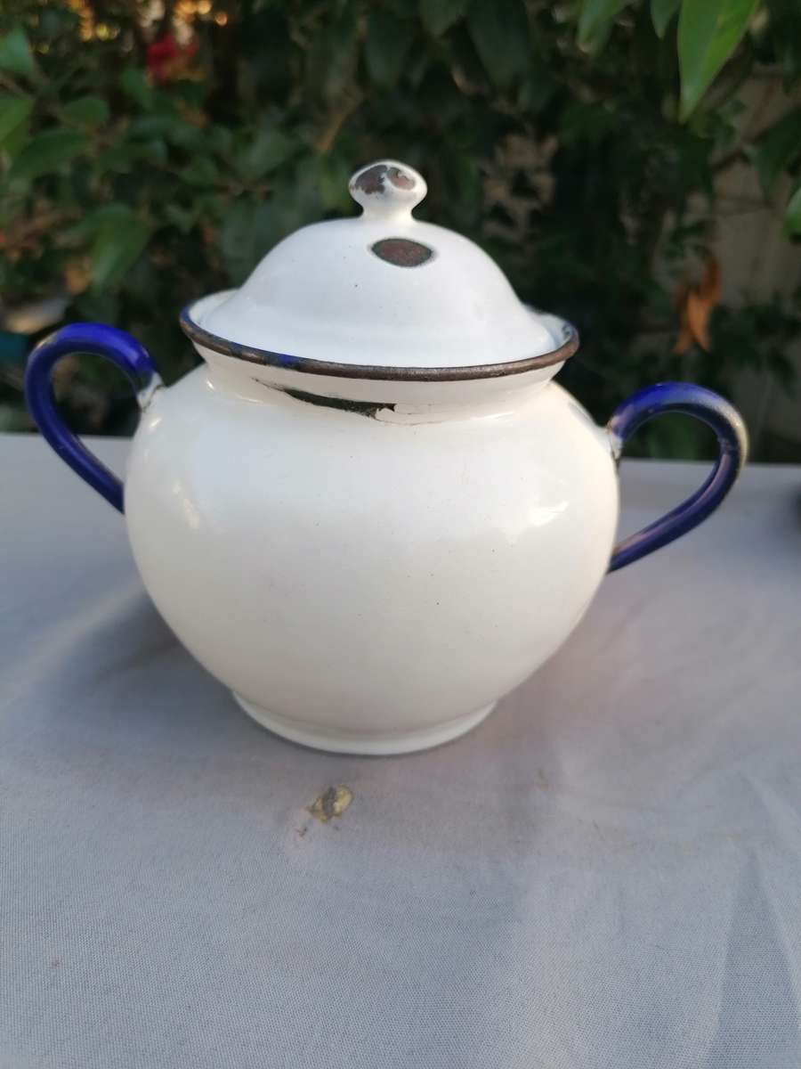 Antique Enamel sugar bowl
