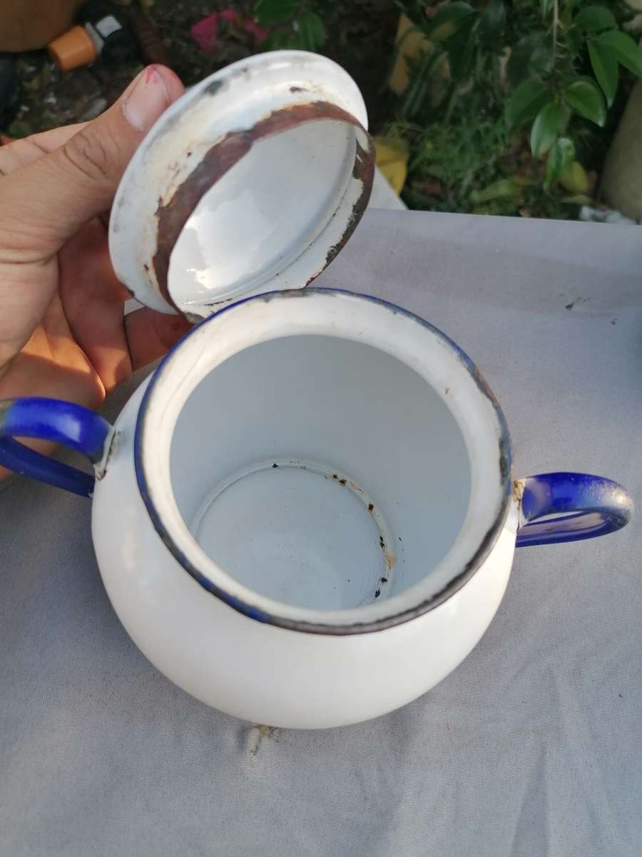 Antique Enamel sugar bowl