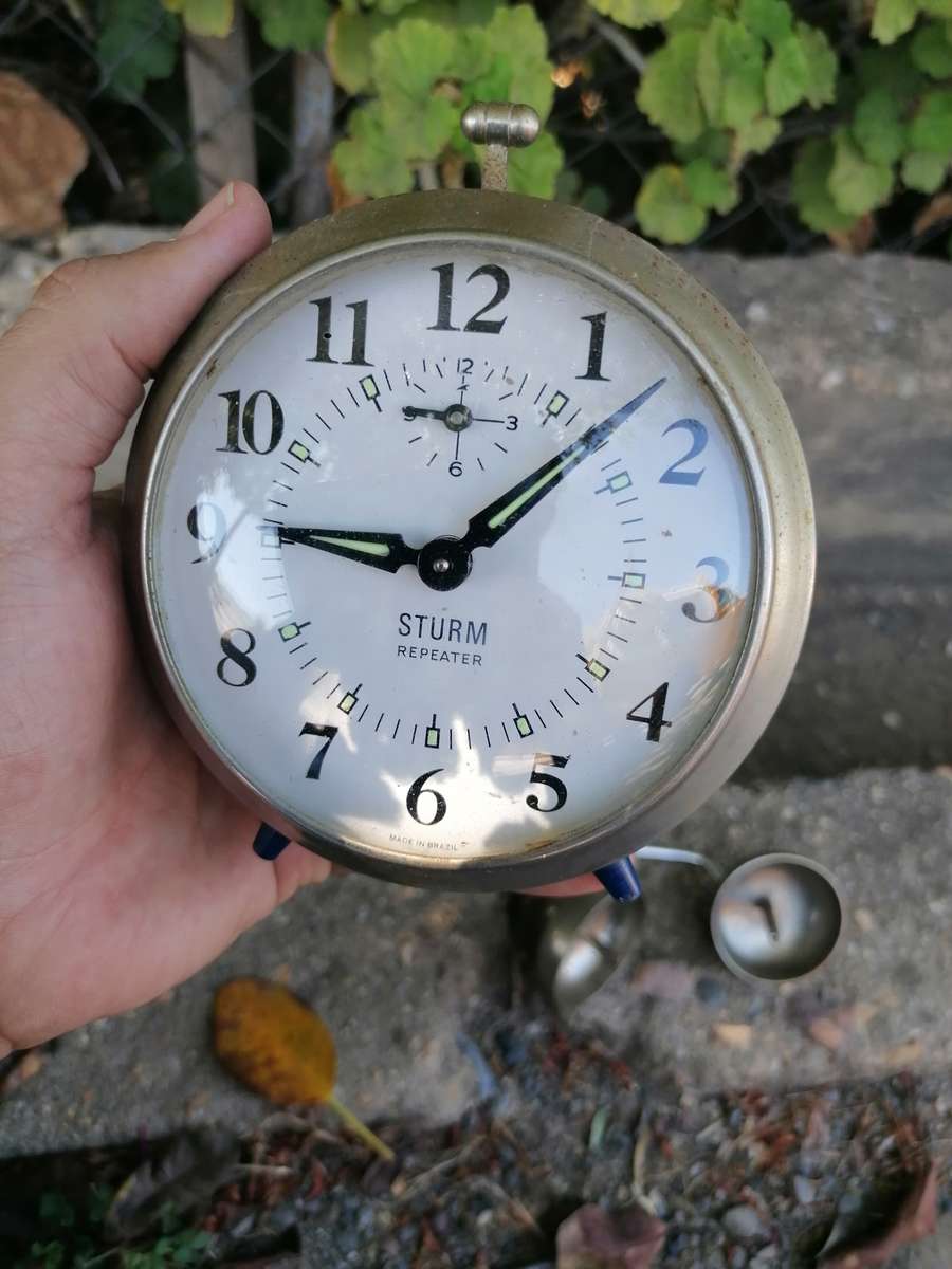 Vintage Wind Up Alarm Clock Sturm - Made in Brazil. Needs repair