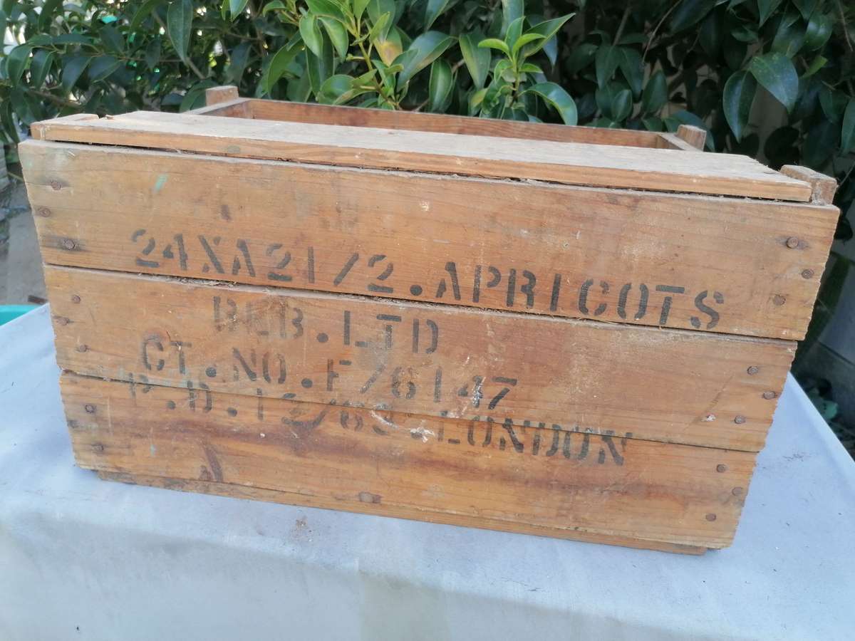 Antique apricot crate made in London