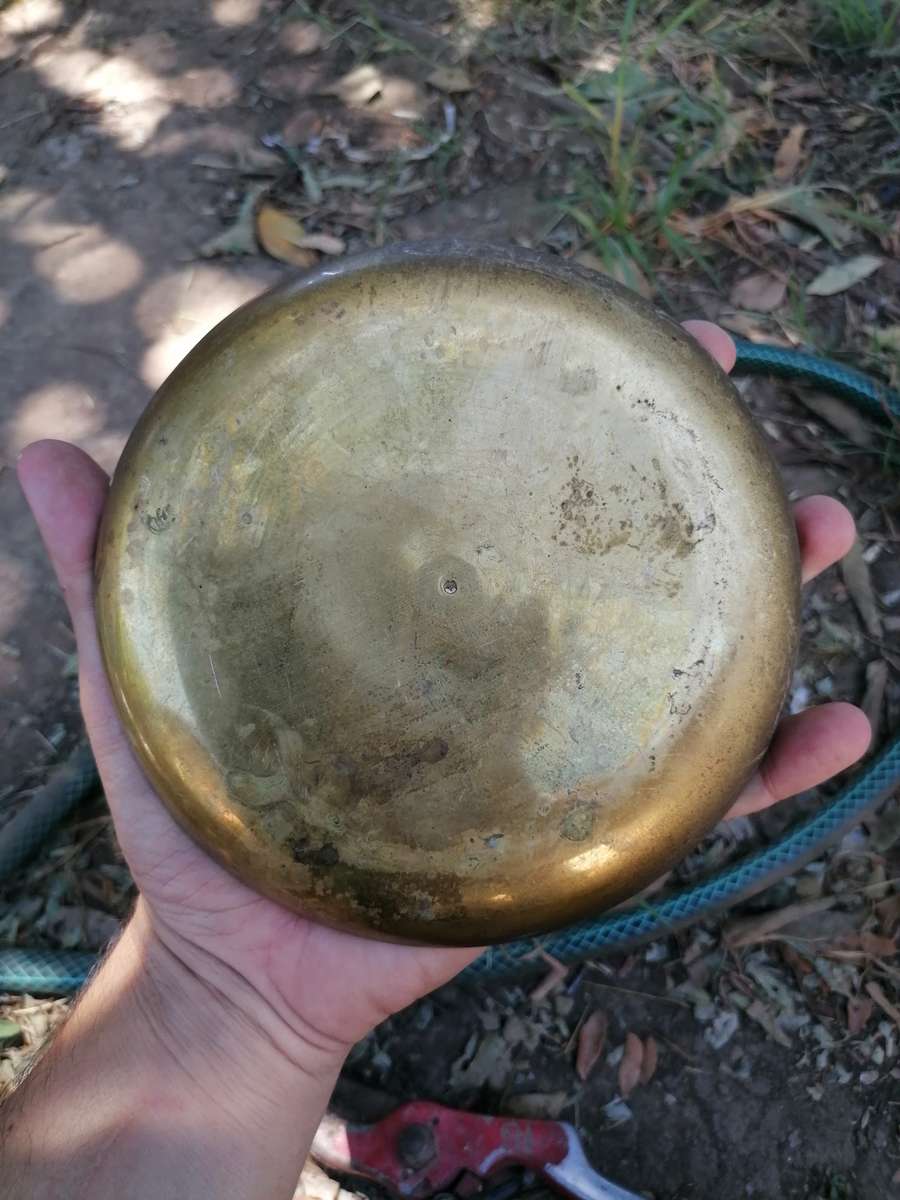 Vintage brass and enamel plate