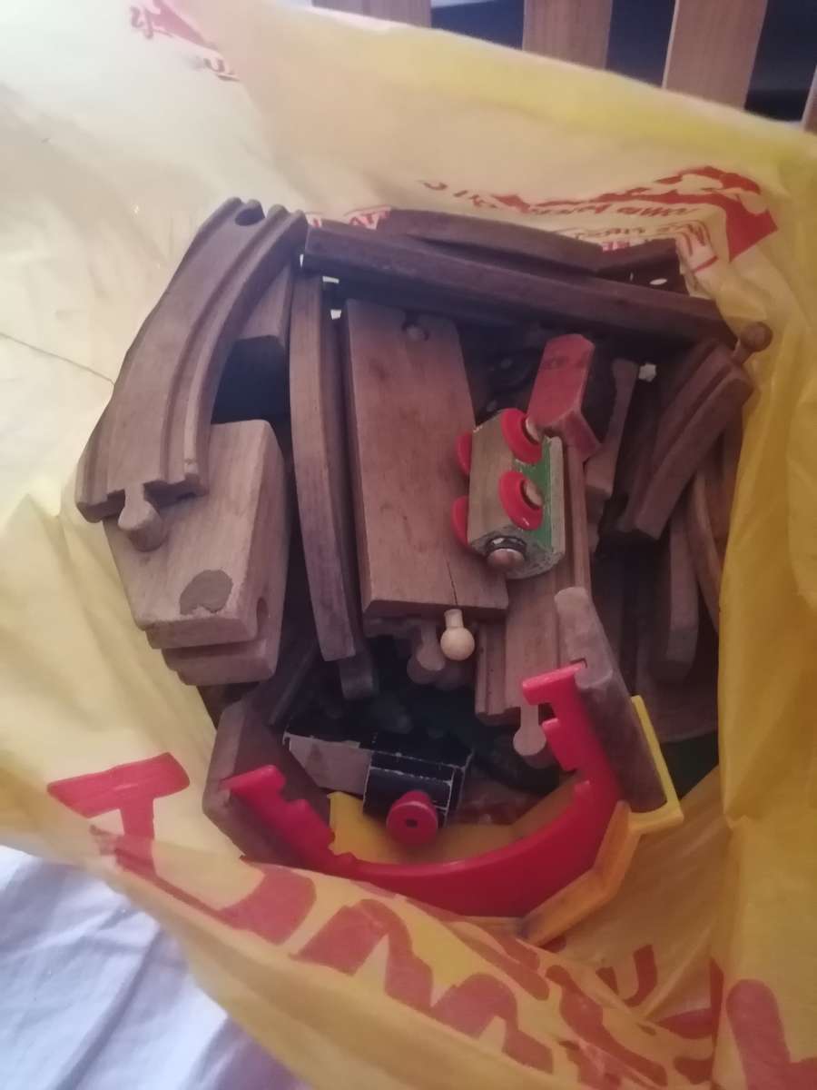 Wooden toy train set