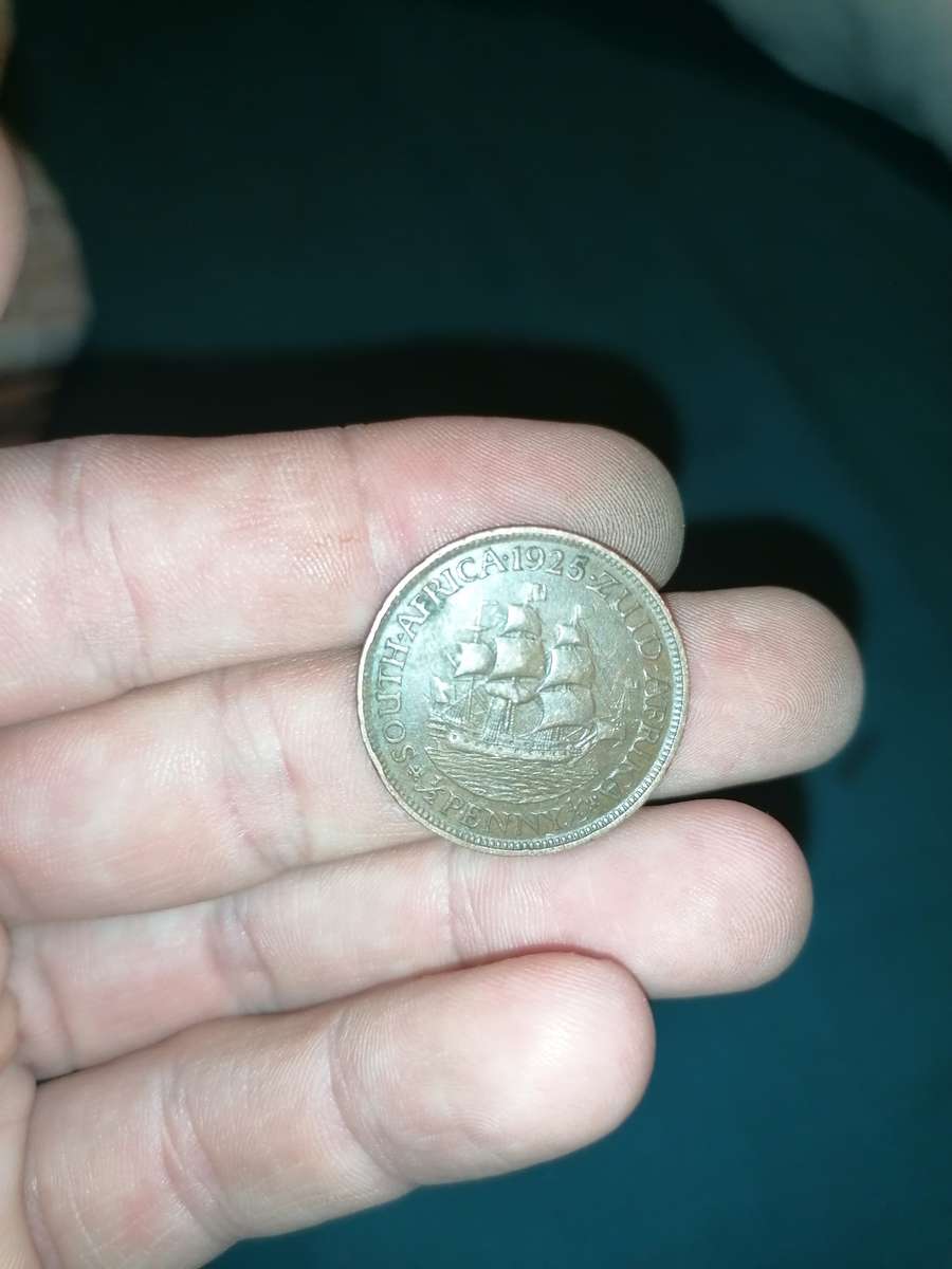 VERY RARE FIND IN THIS CONDITION 1925 ZUID-AFRIKA 1/2 PENNY