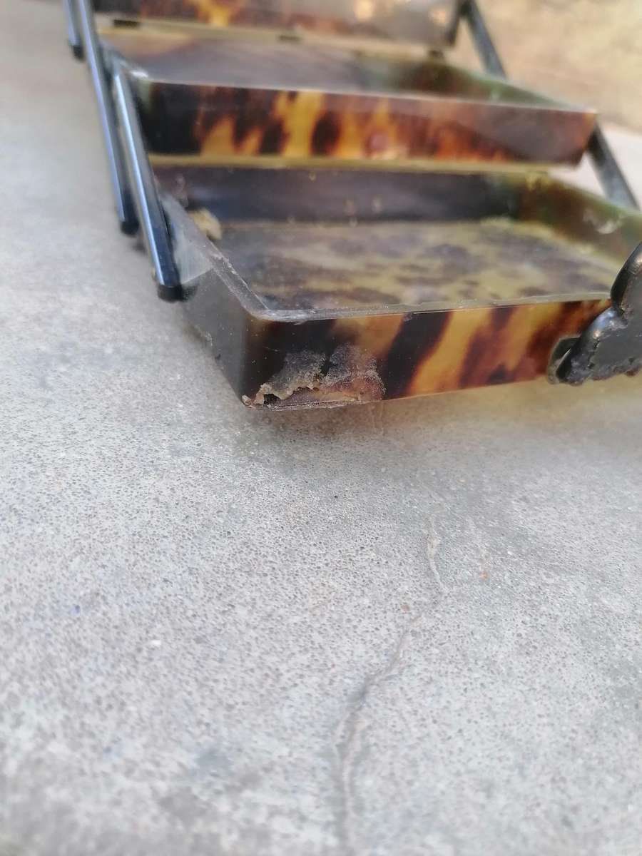 Antique Chinese Natural Animal Shell 3 Tier Box w/Carved Dragon