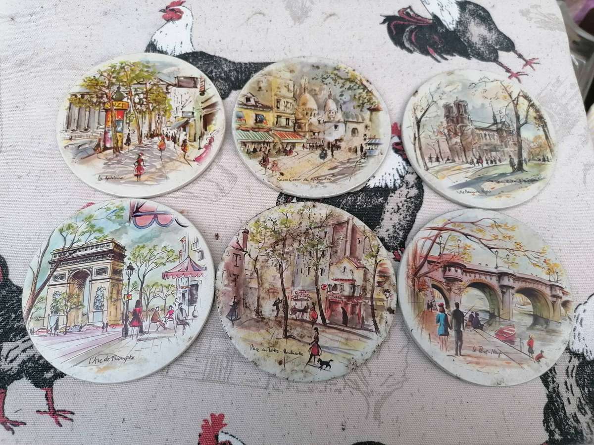 6 vintage coasters
