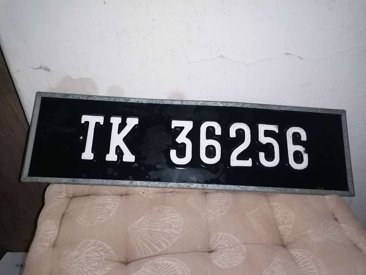 Antique TK Number Plate - Black and White a classic