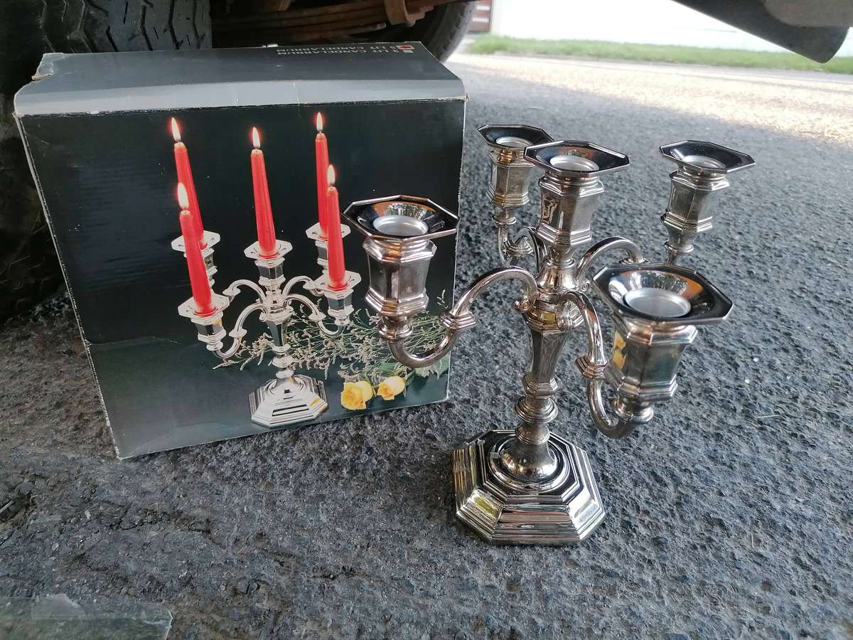 Vintage 5-arm candelabra with box
