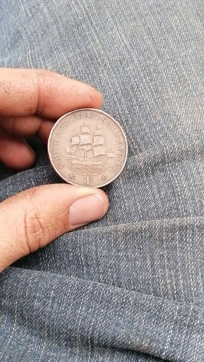 1931 south africa union penny coin