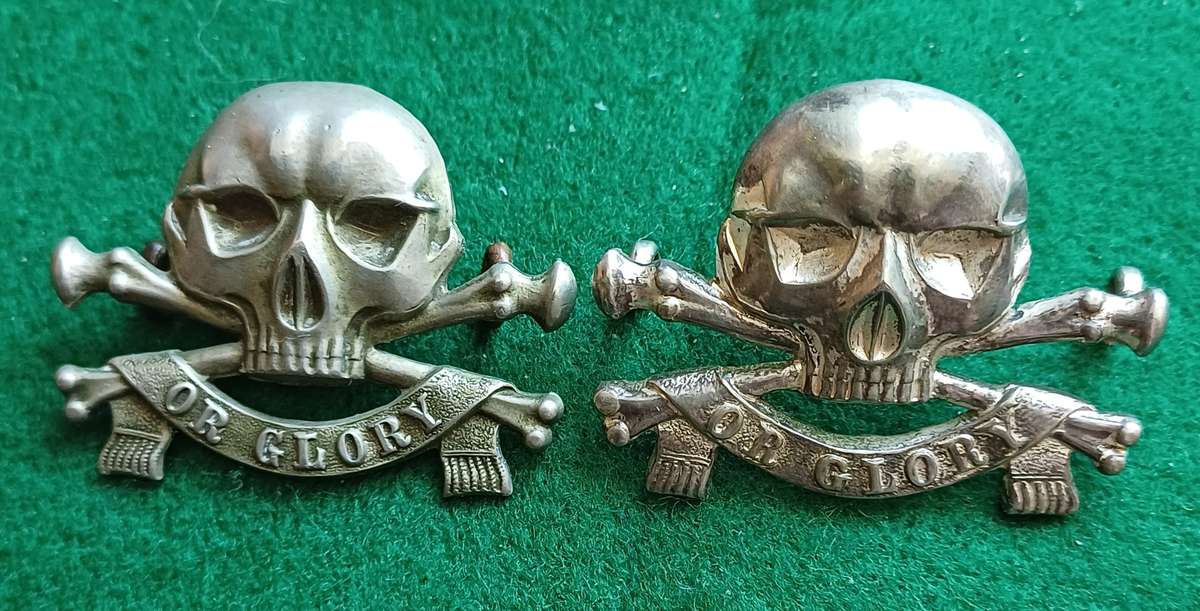 British Army, 17th Lancers collar badges x 2