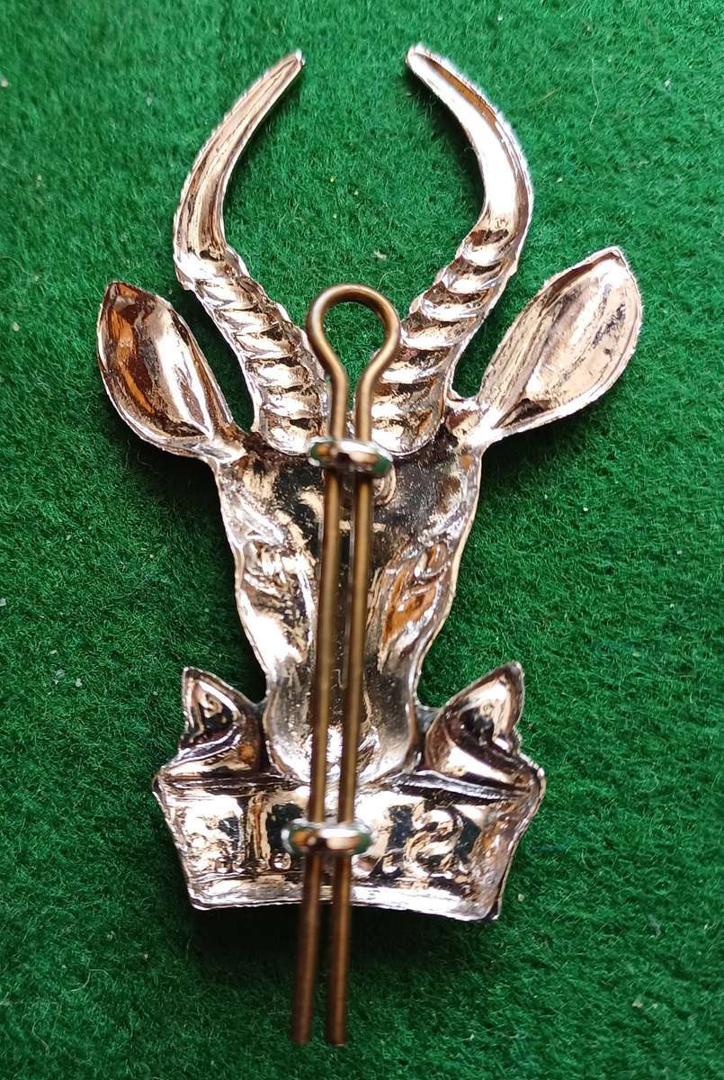 SADF large Chrome Bokkop cap badge