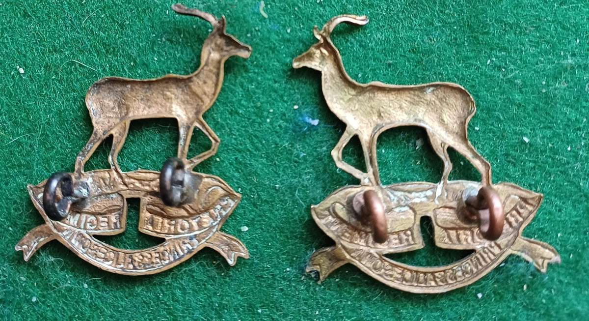 SA UDF Pretoria Regt Princess Alice's own brass collars facing pair