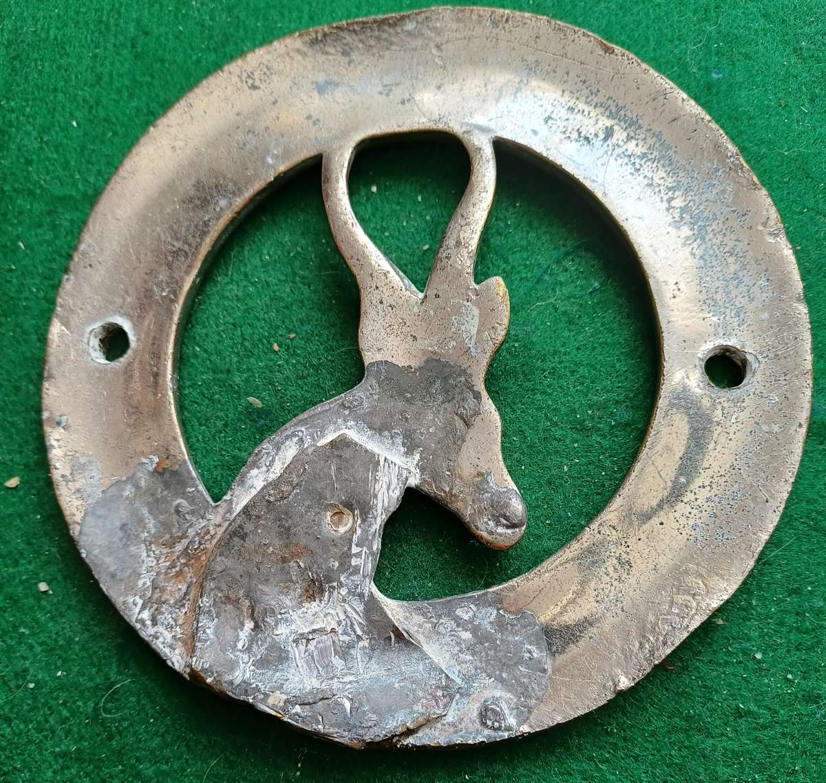SA UDF WWI "Goat in porthole" door or plaque badge, 110mm diam