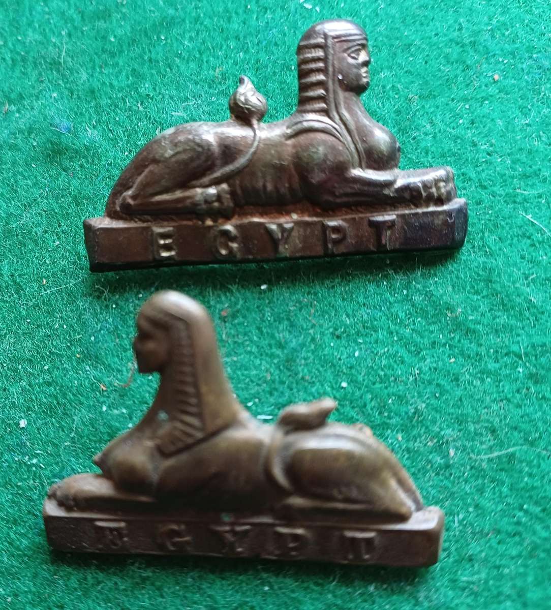British Army, bronze Sphinx collars, Egypt on plinth