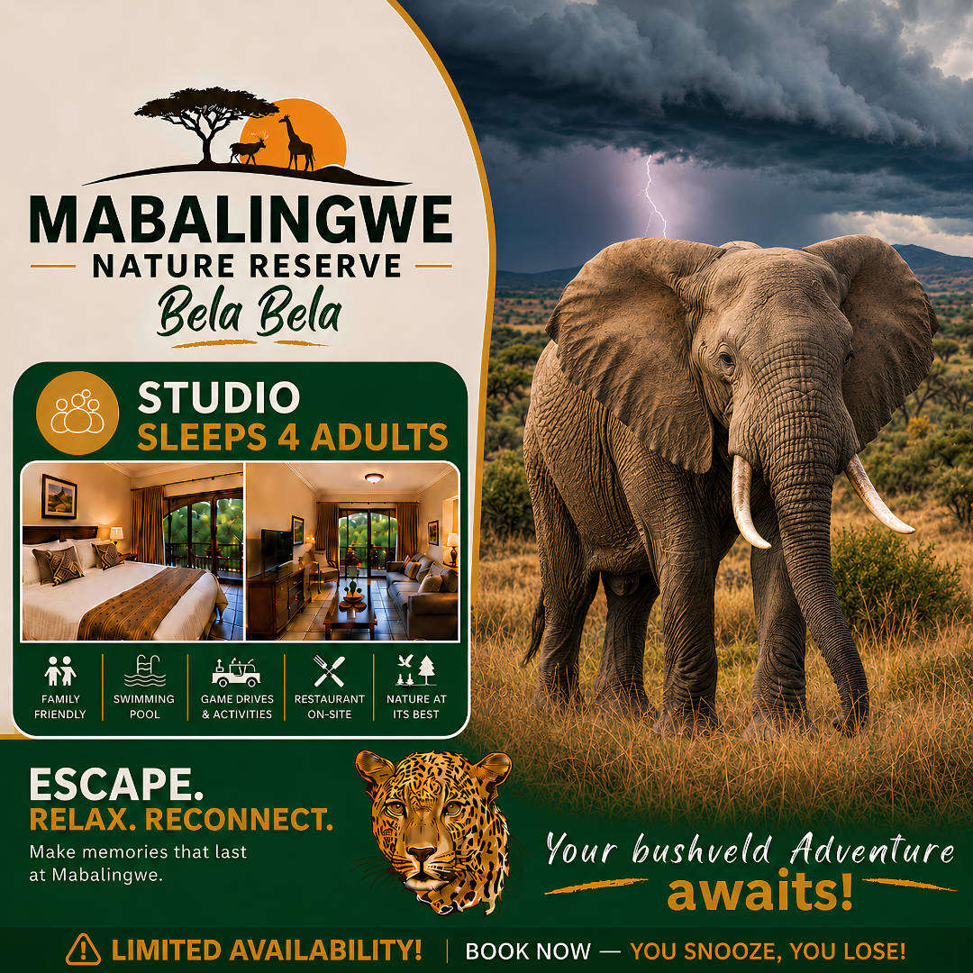Midweek @ Mabalingwe, Bela Bela (4 nights) Studio/ Sleeps 4