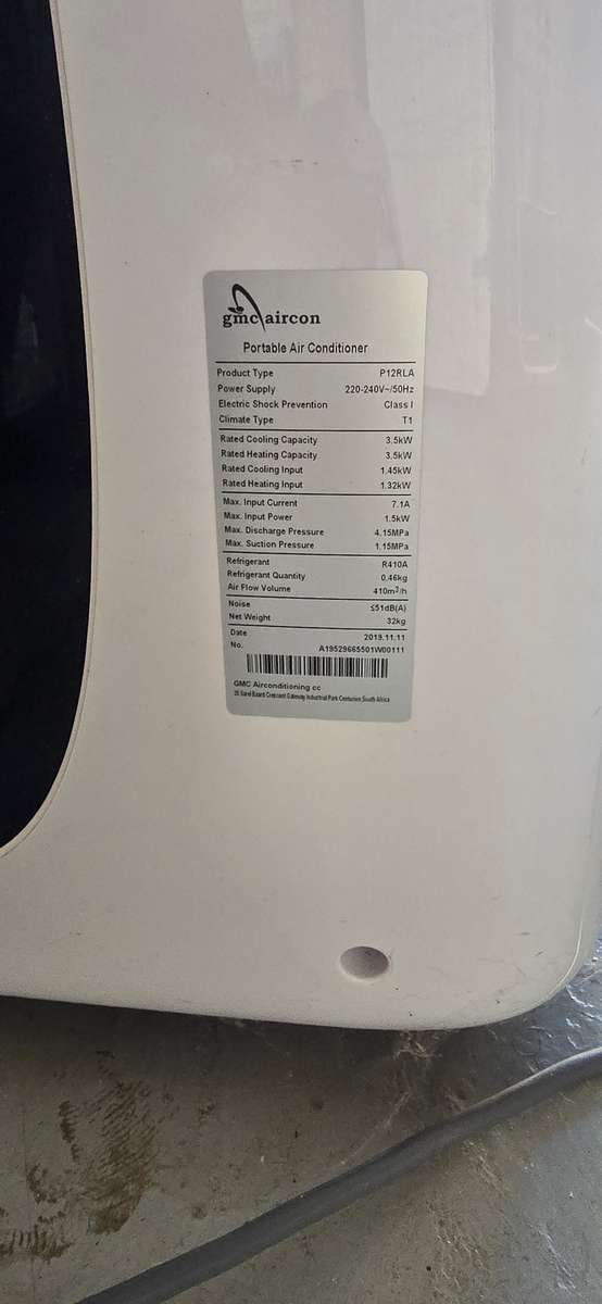 GMC Aircon 12,000 BTU Portable Air Conditioner (Black & White)(GMCP12RLA)