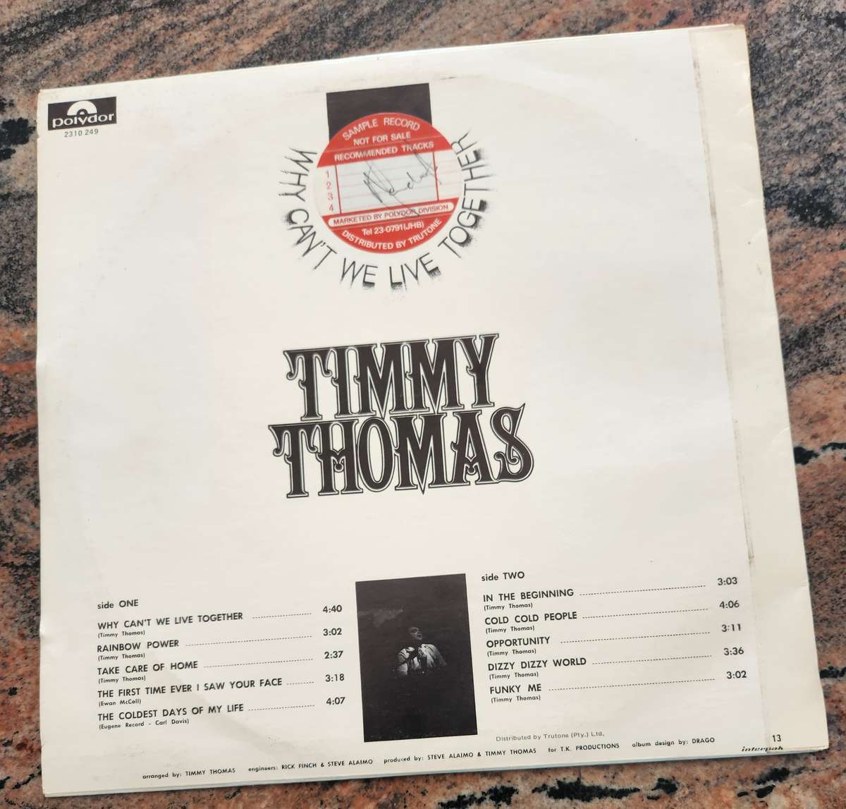 TIMMY THOMAS Why Can`t We Live Together (VG+/VG+) Polydor 2310 249 SA Pressing 1986