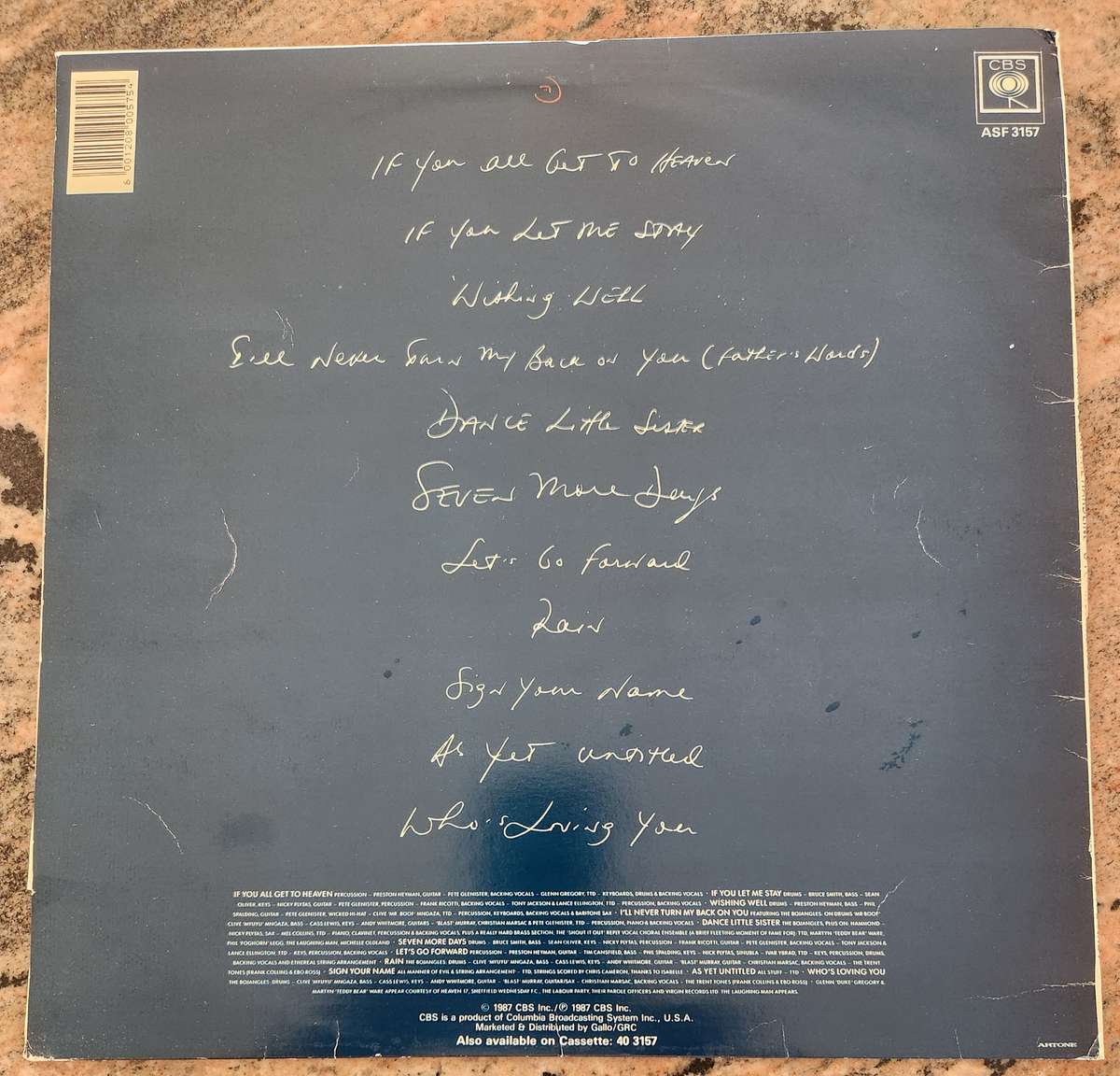 TERENCE TRENT D`ARBY Introducing The Hardline According To (VG+/VG+) CBS ASF 3157 SA 1987 - LYRICS