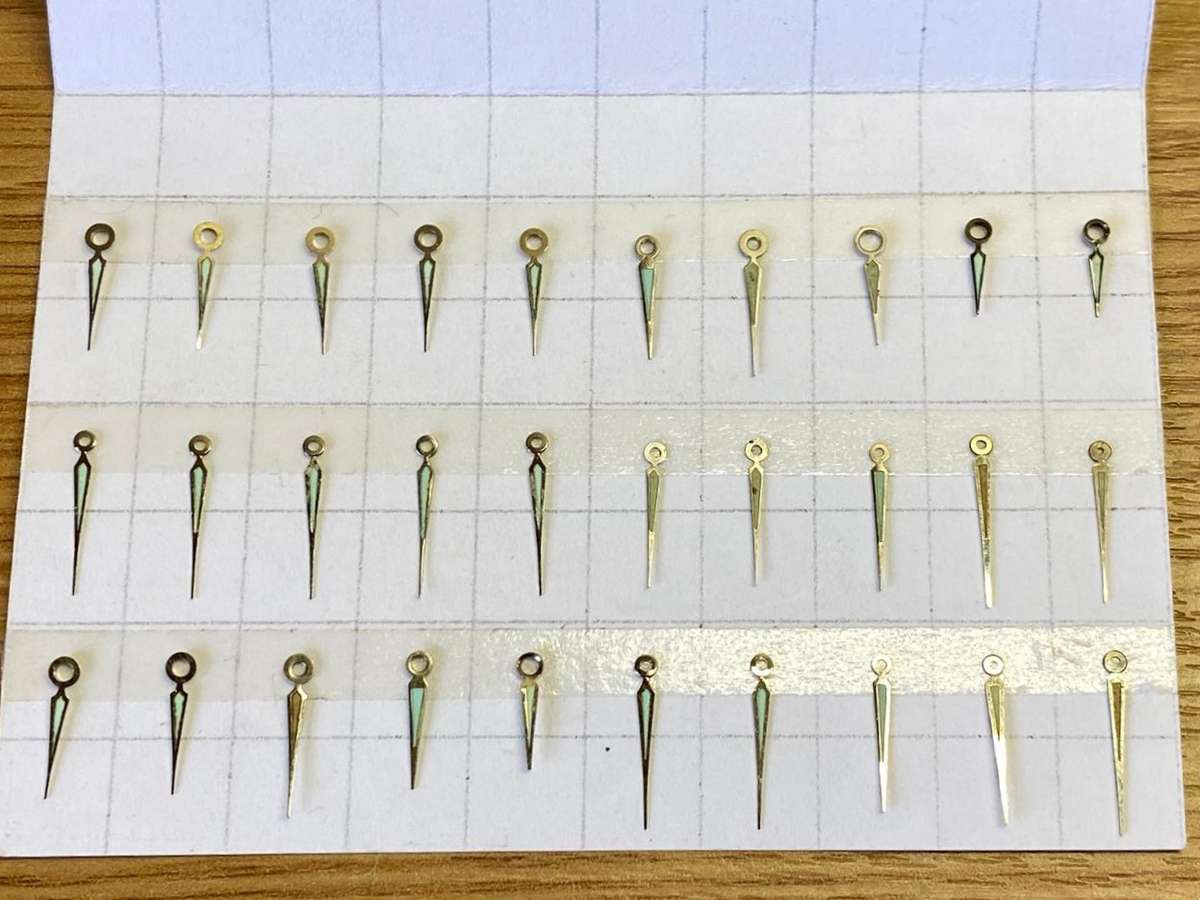 Hour & minute hands for watch - silver lumed