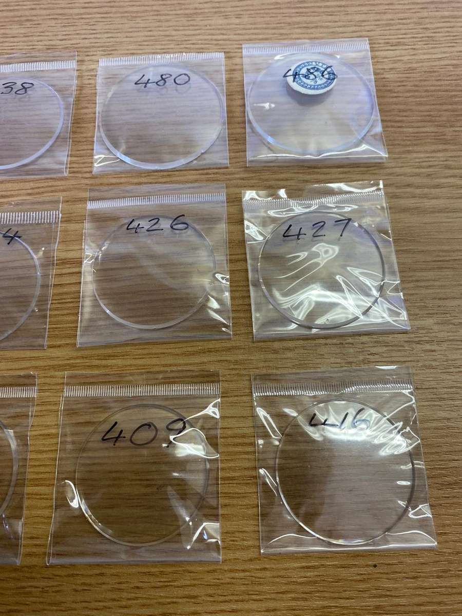 Pocket watch crystals - curved with bevel edge - 15 pieces