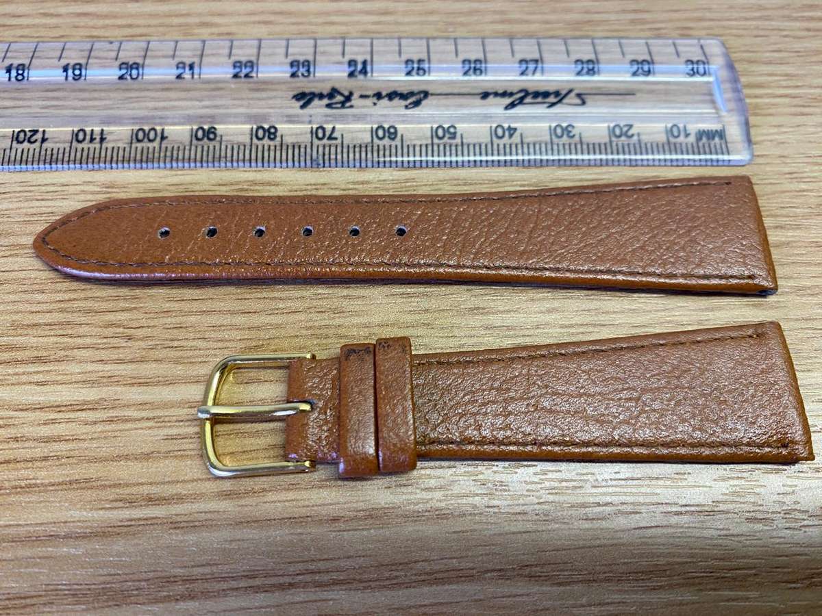 20mm medium brown leather watch strap