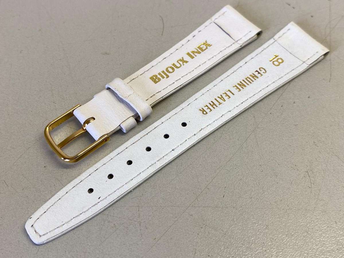 BIJOUX INEX - 18mm white leather watch strap