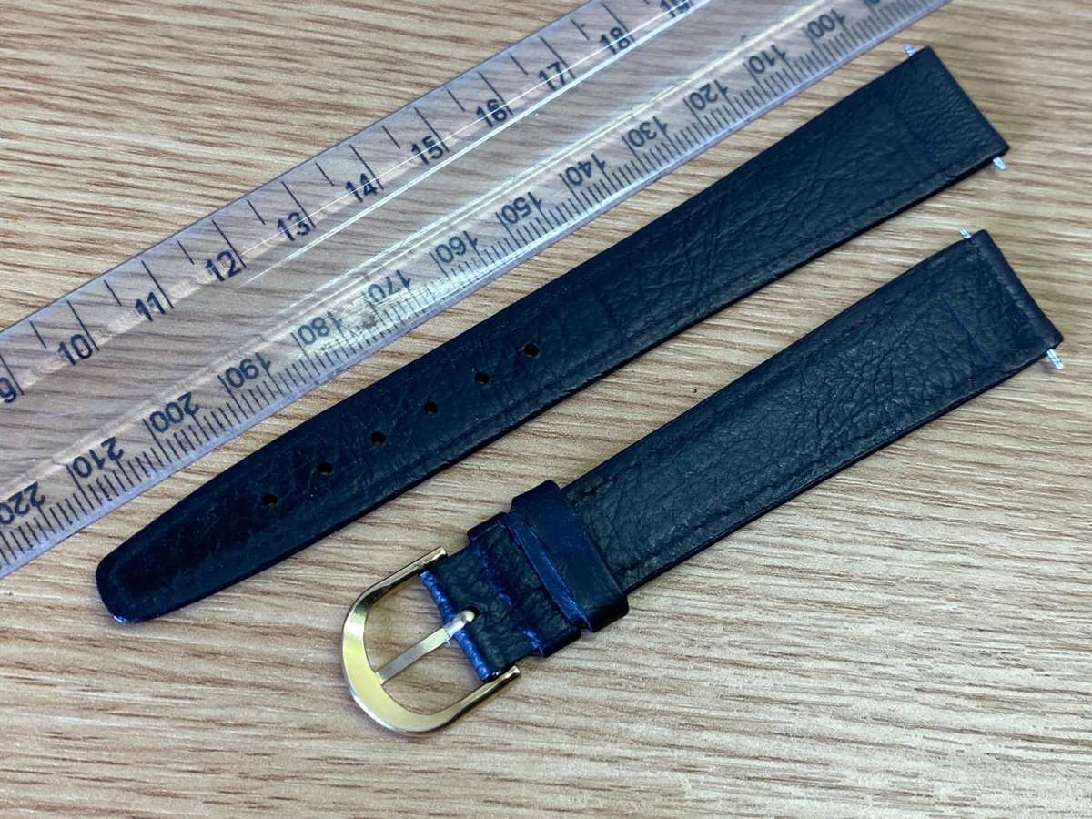 18mm black leather watch strap #1