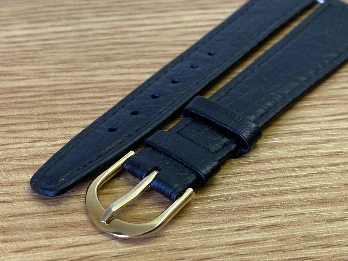 18mm black leather watch strap #1