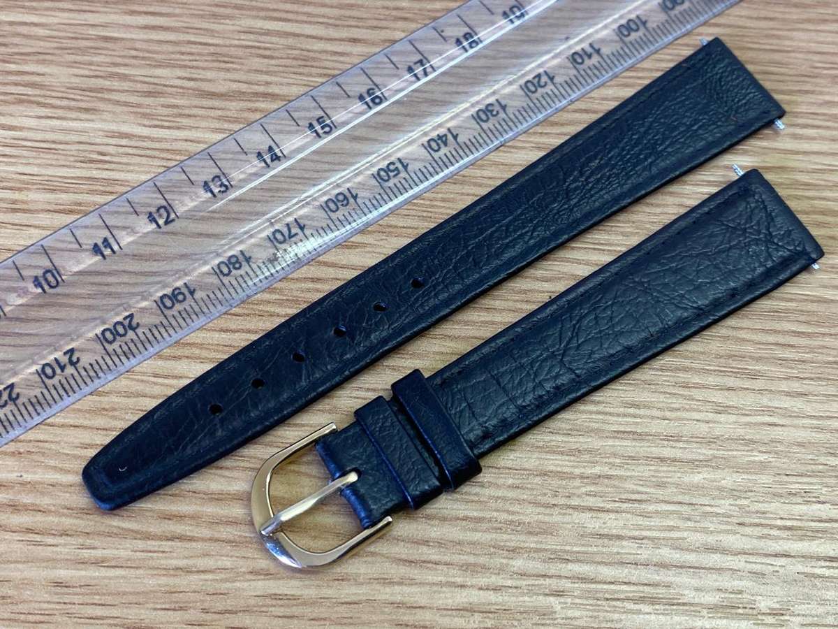 18mm black leather watch strap #1