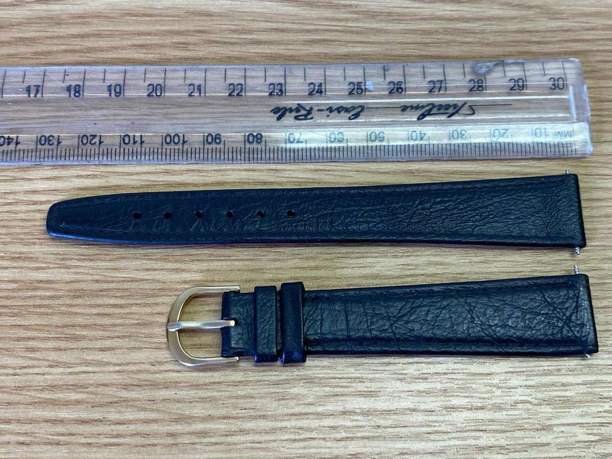 18mm black leather watch strap #1
