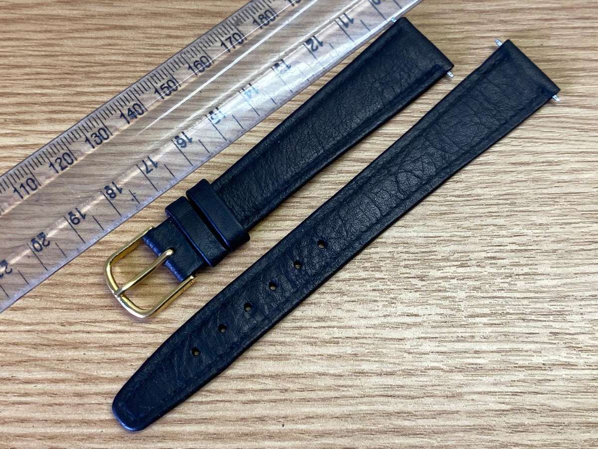 18mm black leather watch strap #2