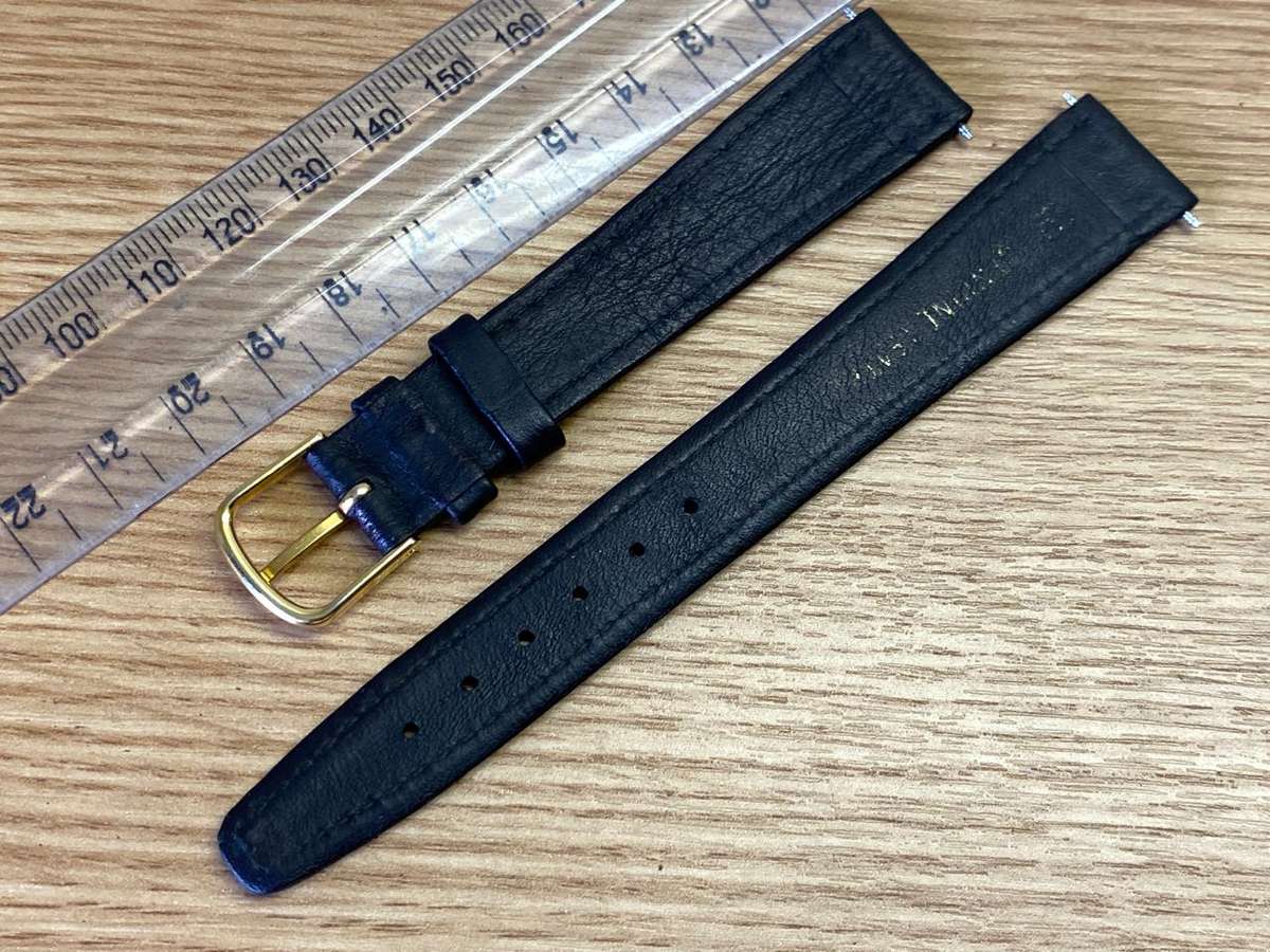 18mm black leather watch strap #2
