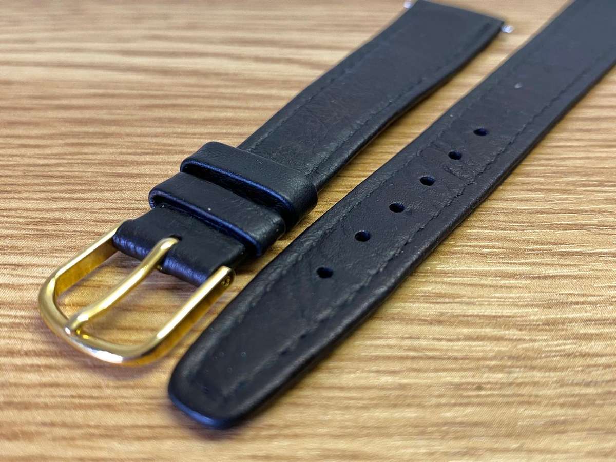 18mm black leather watch strap #2