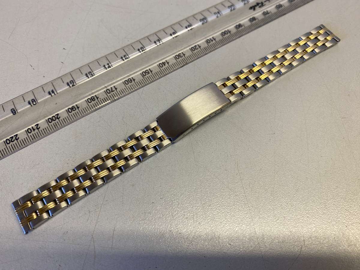 14mm stainless steel bracelet with gold accents