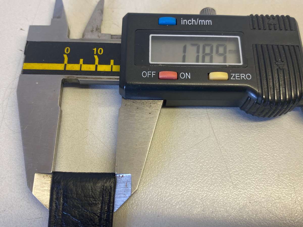 18mm black leather watch strap