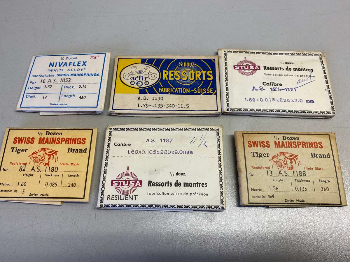 Mainsprings for AS movements calibers 1052 -1130 - 1171 - 1180 - 1187 - 1188