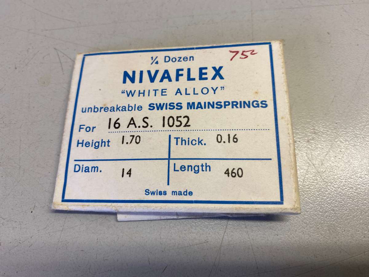 Mainsprings for AS movements calibers 1052 -1130 - 1171 - 1180 - 1187 - 1188