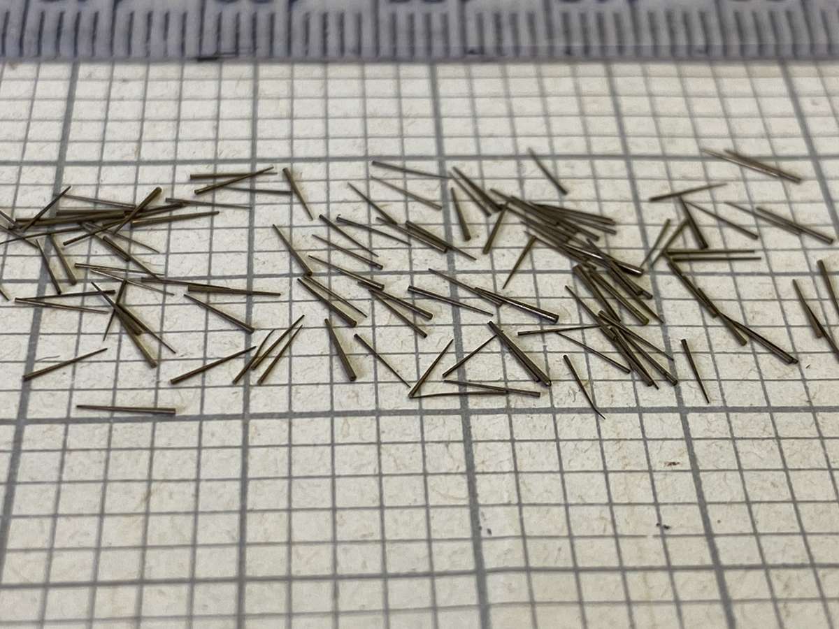 Micro size brass taper pins - 100+ pieces