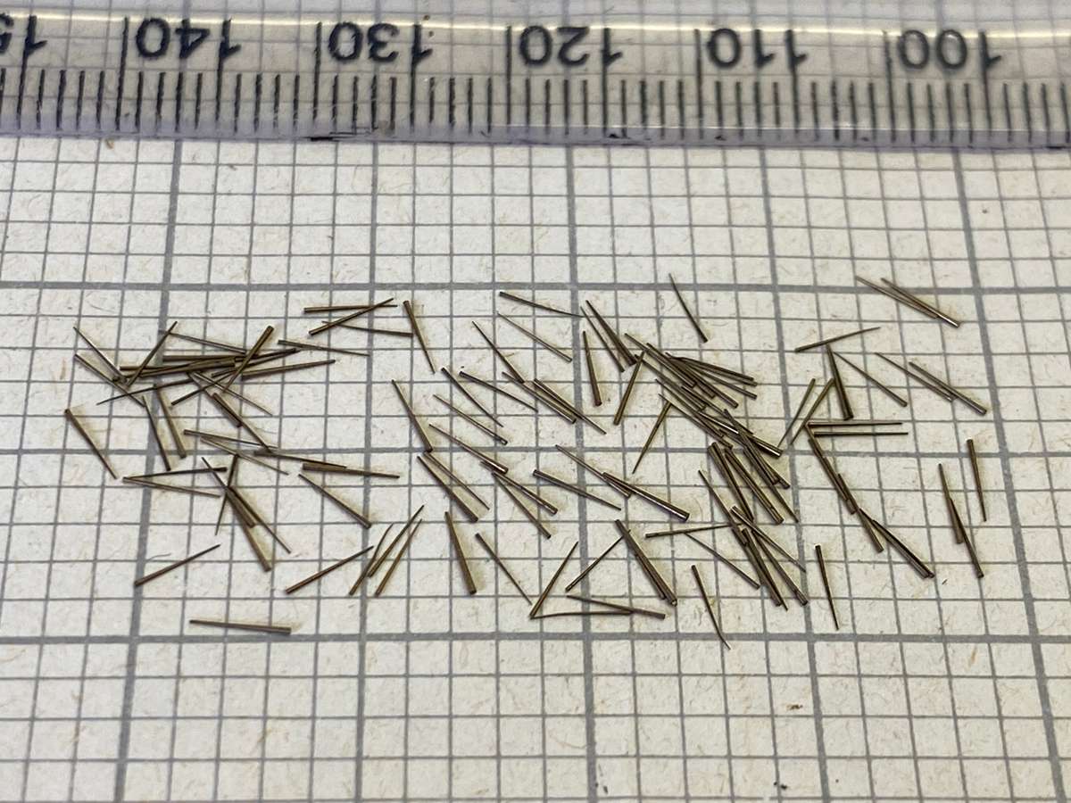 Micro size brass taper pins - 100+ pieces