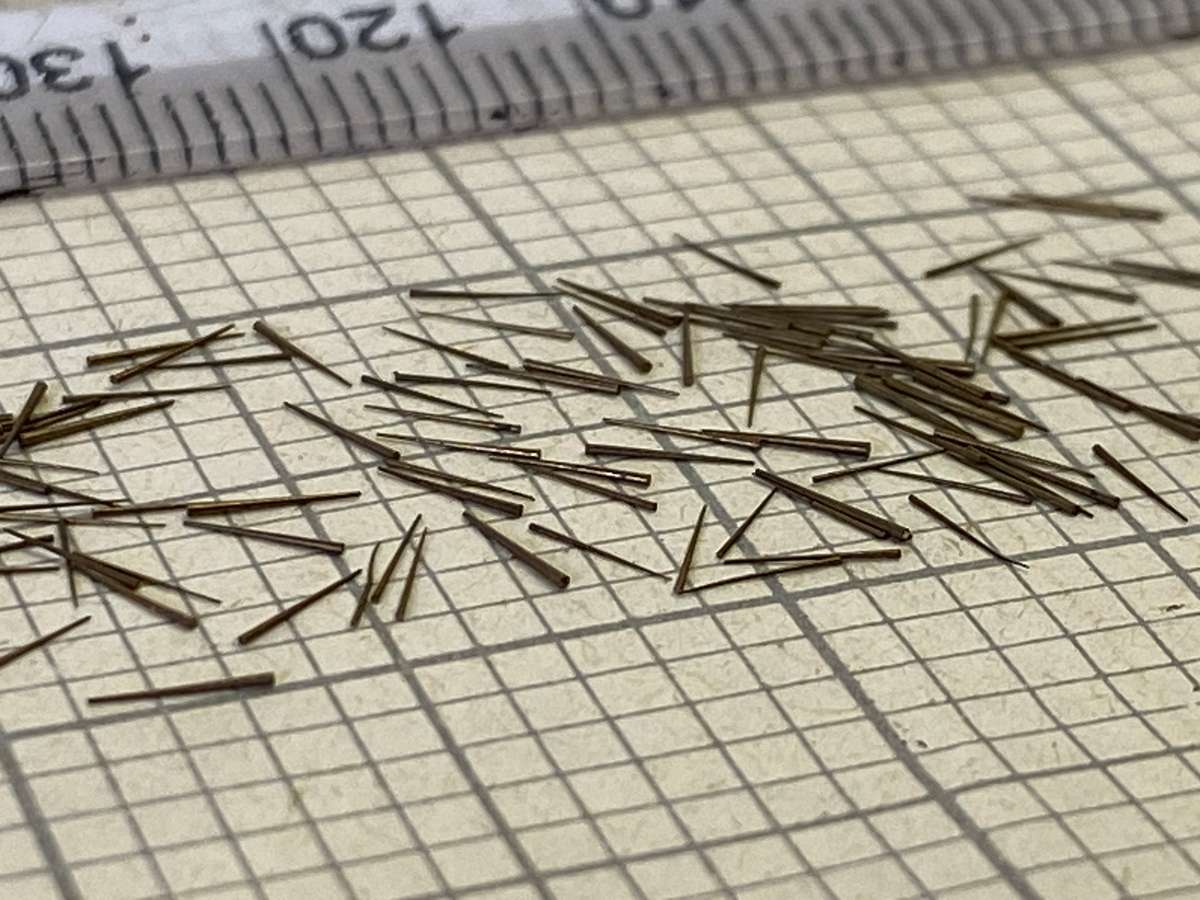 Micro size brass taper pins - 100+ pieces