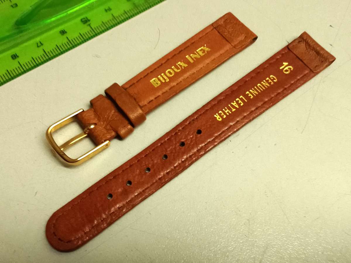 16mm brown leather watch strap - #1
