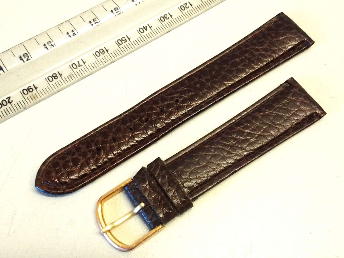 18mm dark brown leather watch strap