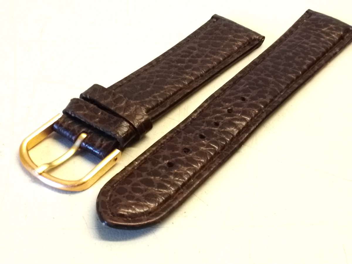 18mm dark brown leather watch strap