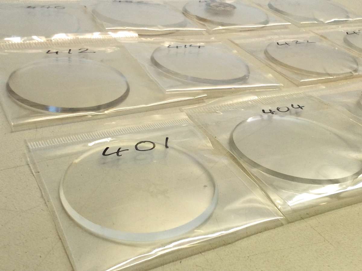 Pocket watch crystals - curved bevel edge- 12 pieces