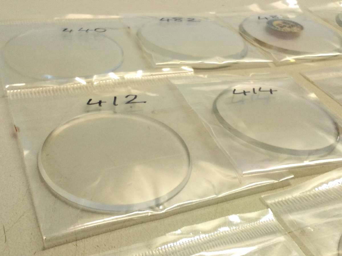 Pocket watch crystals - curved bevel edge- 12 pieces