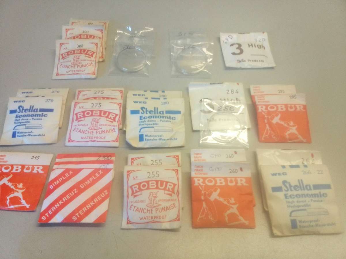 Waterproof acrylic Swiss made watch crystals - 27 pieces