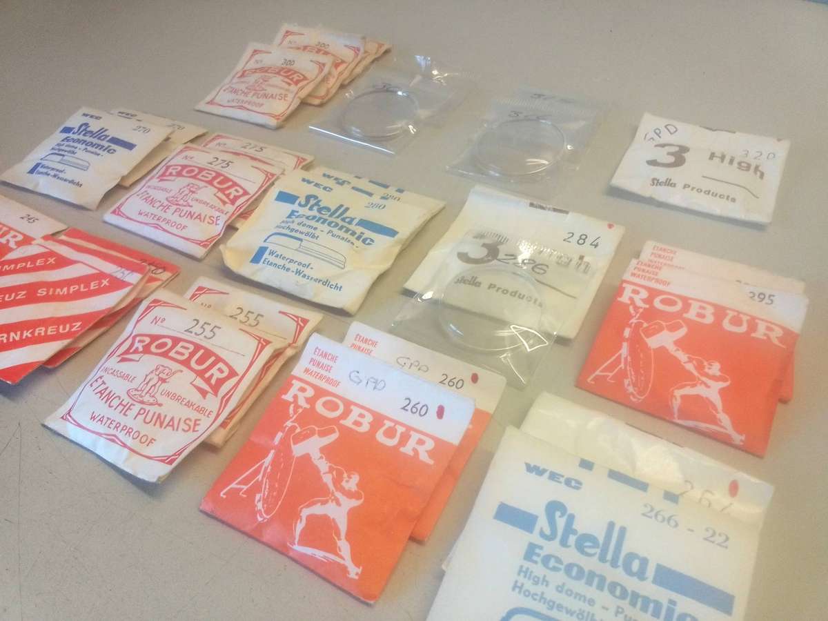 Waterproof acrylic Swiss made watch crystals - 27 pieces