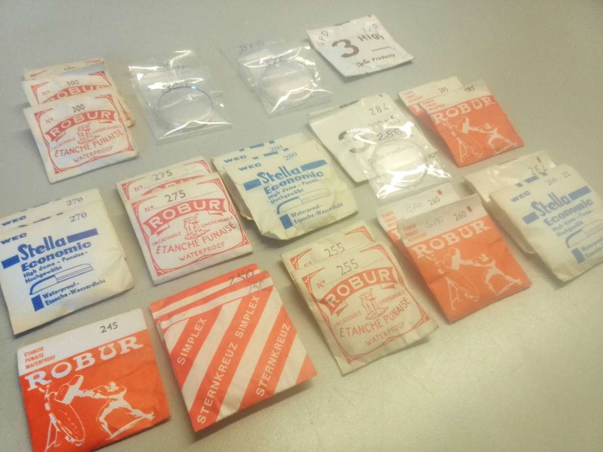 Waterproof acrylic Swiss made watch crystals - 27 pieces