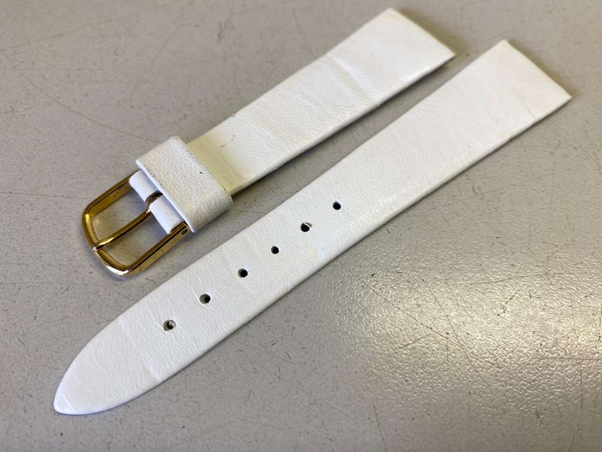 20mm white leather watch strap