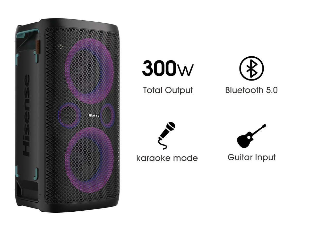 Hisense 300W Party Rocker One True Wireless Stereo Bluetooth Speaker-Black